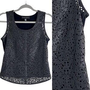 Bagatelle Genuine leather Laser cut Black Tank Top Grunge Rock XS